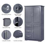 Tall and Wide Storage Cabinet with Doors for Bathroom, Three Drawers