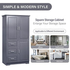 Tall and Wide Storage Cabinet with Doors for Bathroom, Three Drawers
