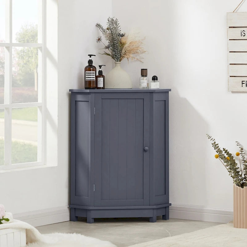 Modern Bathroom Cabinet Triangle Corner Storage Cabinet with Adjustable Shelf, MDF Board