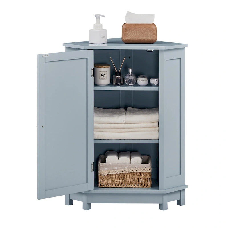 Modern Bathroom Cabinet Triangle Corner Storage Cabinet with Adjustable Shelf, MDF Board