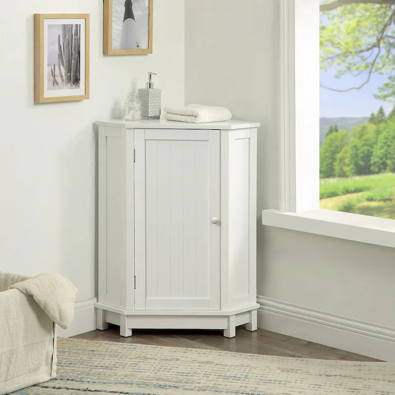 Modern Bathroom Cabinet Triangle Corner Storage Cabinet with Adjustable Shelf, MDF Board