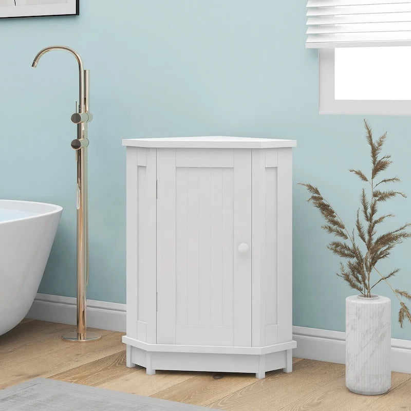 Modern Bathroom Cabinet Triangle Corner Storage Cabinet with Adjustable Shelf, MDF Board