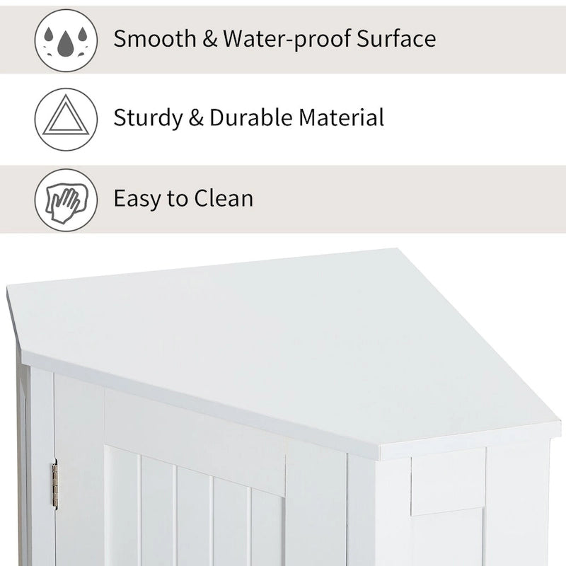Modern Bathroom Cabinet Triangle Corner Storage Cabinet with Adjustable Shelf, MDF Board