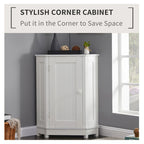 Modern Bathroom Cabinet Triangle Corner Storage Cabinet with Adjustable Shelf, MDF Board