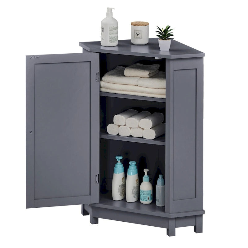 Modern Bathroom Cabinet Triangle Corner Storage Cabinet with Adjustable Shelf, MDF Board