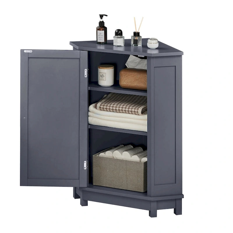Modern Bathroom Cabinet Triangle Corner Storage Cabinet with Adjustable Shelf, MDF Board