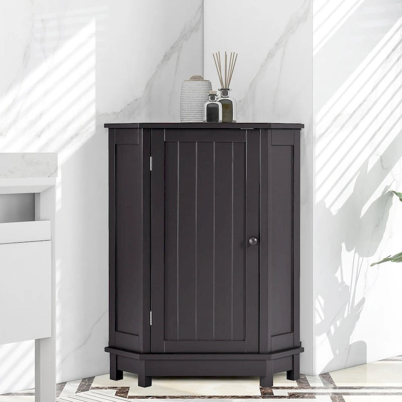 Modern Bathroom Cabinet Triangle Corner Storage Cabinet with Adjustable Shelf, MDF Board