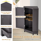 Modern Bathroom Cabinet Triangle Corner Storage Cabinet with Adjustable Shelf, MDF Board