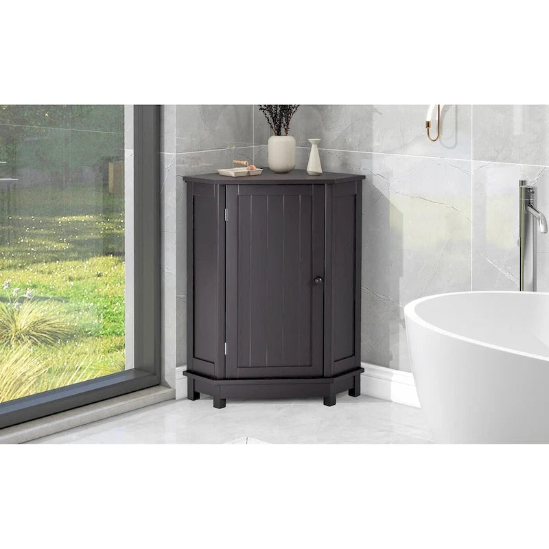 Modern Bathroom Cabinet Triangle Corner Storage Cabinet with Adjustable Shelf, MDF Board
