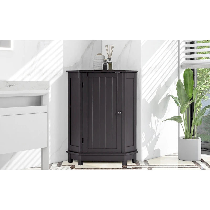 Modern Bathroom Cabinet Triangle Corner Storage Cabinet with Adjustable Shelf, MDF Board
