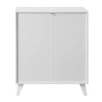 Modern Bathroom Cabinet Storage Organizer with 2 Glass Doors and Adjustable Shelf,White