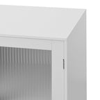 Modern Bathroom Cabinet Storage Organizer with 2 Glass Doors and Adjustable Shelf,White