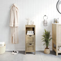 Farmhouse Bathroom Storage Organizer with Drawers and Open Shelf