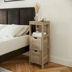 Farmhouse Bathroom Storage Organizer with Drawers and Open Shelf