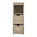 Farmhouse Bathroom Storage Organizer with Drawers and Open Shelf