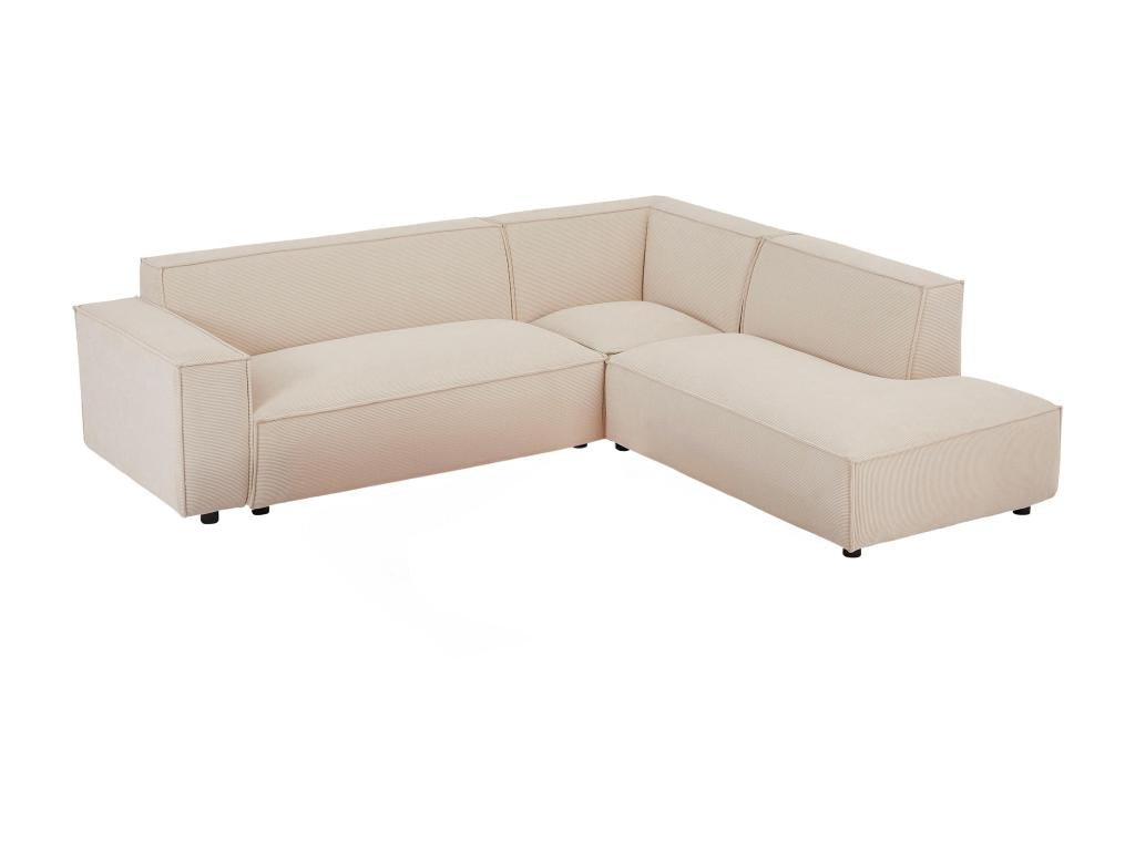 Large BORORE right-hand corner sofa in beige corduroy by Meublori