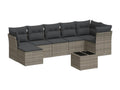 8-piece garden furniture set with grey resin wicker cushions