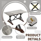 Sintered Stone Dining Table, 63 Modern Gray Rectangular Kitchen Dinner Table