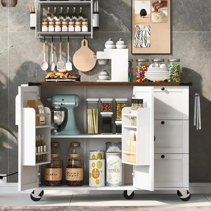 Farmhouse Kitchen Island with Power Outlet,For Home,Kitchen and Dining Room
