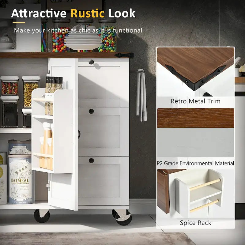 Farmhouse Kitchen Island with Power Outlet,For Home,Kitchen and Dining Room
