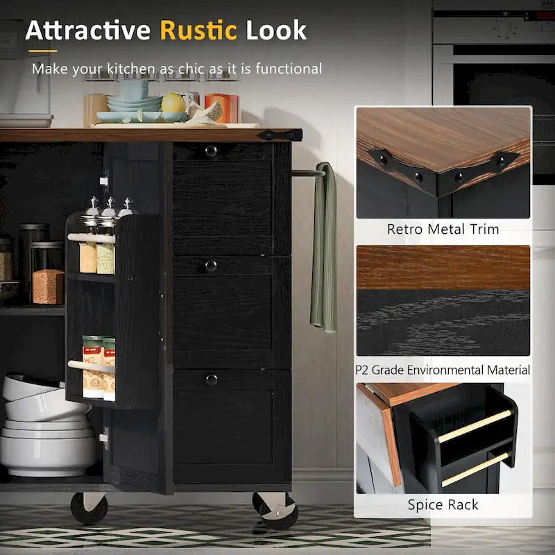 Farmhouse Kitchen Island with Power Outlet,For Home,Kitchen and Dining Room