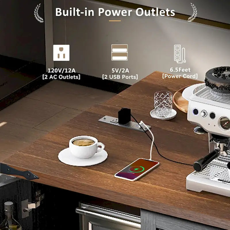Farmhouse Kitchen Island with Power Outlet,For Home,Kitchen and Dining Room