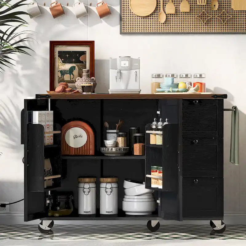 Farmhouse Kitchen Island with Power Outlet,For Home,Kitchen and Dining Room