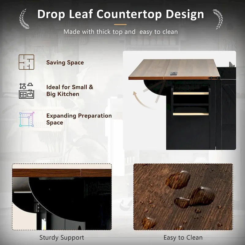 Farmhouse Kitchen Island with Power Outlet,For Home,Kitchen and Dining Room