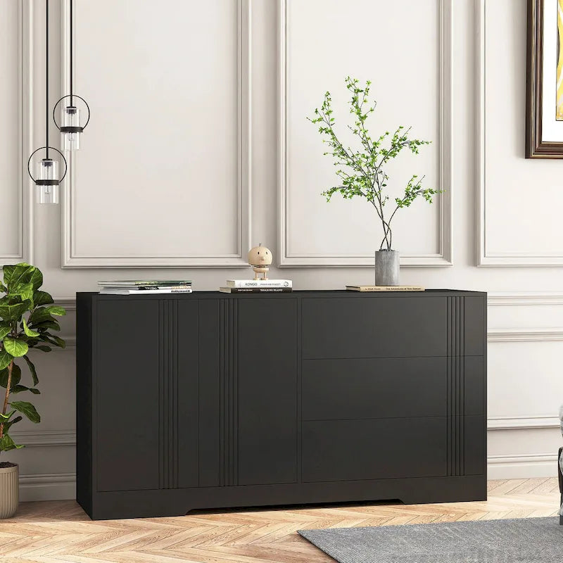Sideboard Buffet Cabinet, Modern Kitchen Buffet Storage Cabinet with Drawer and Doors,Large Coffee Bar with Adjustable Shelves