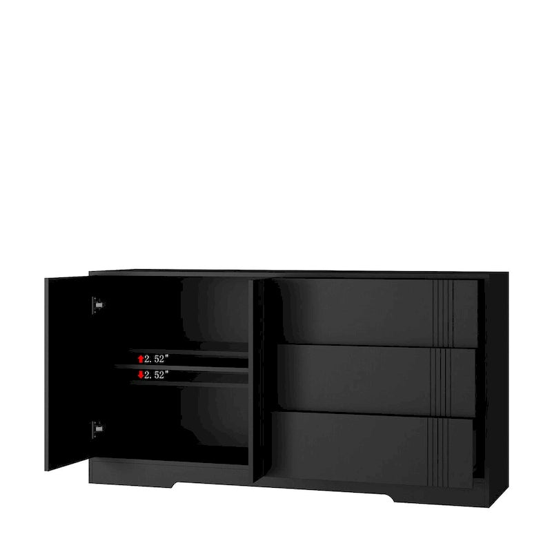Sideboard Buffet Cabinet, Modern Kitchen Buffet Storage Cabinet with Drawer and Doors,Large Coffee Bar with Adjustable Shelves