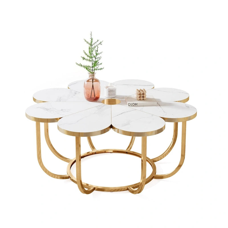 39.4 Inch Modern Flower-Shaped Coffee Centra Table for Living Room