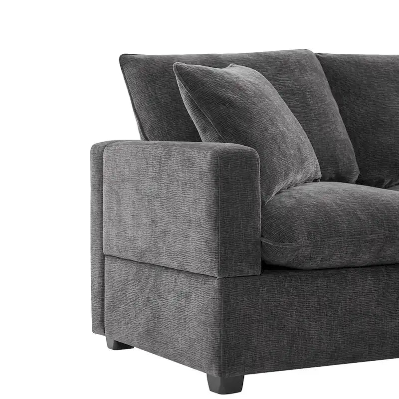 Nestfair Modern L Shape Modular Sofa 5 Seat Chenille Sectional Couch Set with 2 Pillows Included