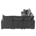 Nestfair Modern L Shape Modular Sofa 5 Seat Chenille Sectional Couch Set with 2 Pillows Included