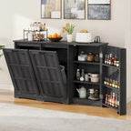 Double Tilt Out Trash Cabinet Kitchen Island with Storage