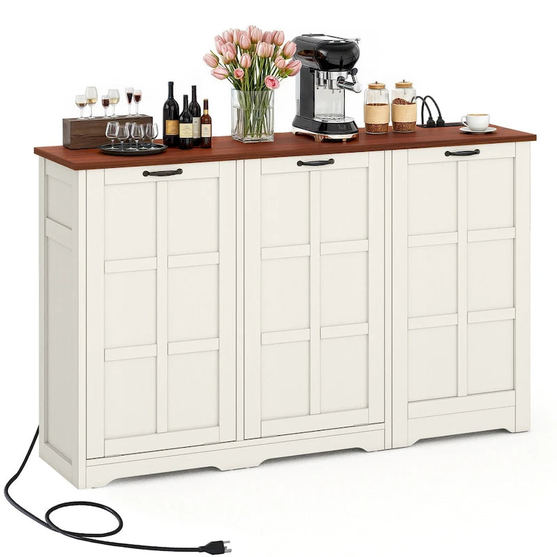 Double Tilt Out Trash Cabinet Kitchen Island with Storage