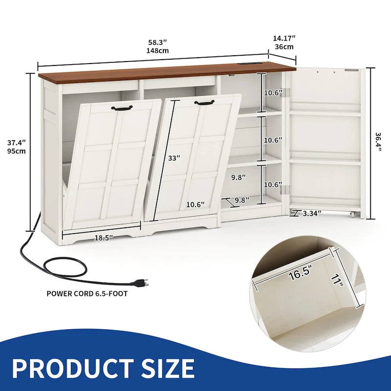 Double Tilt Out Trash Cabinet Kitchen Island with Storage