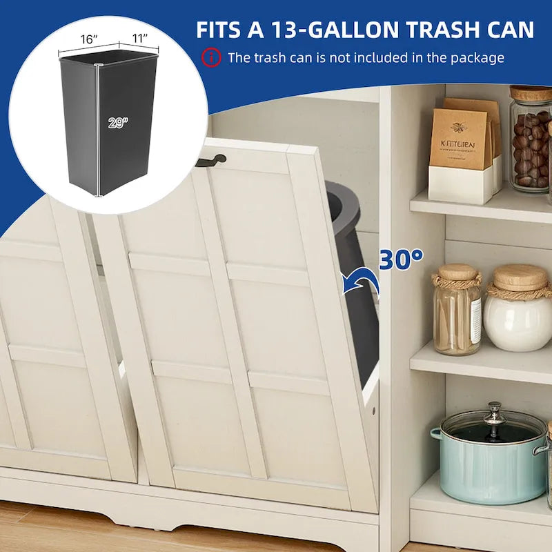 Double Tilt Out Trash Cabinet Kitchen Island with Storage