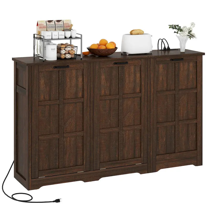 Double Tilt Out Trash Cabinet Kitchen Island with Storage