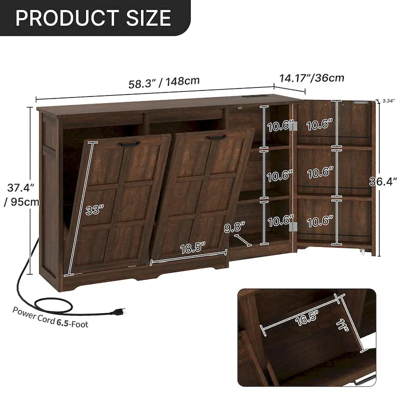 Double Tilt Out Trash Cabinet Kitchen Island with Storage