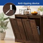 Double Tilt Out Trash Cabinet Kitchen Island with Storage