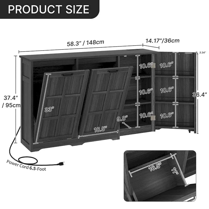 Double Tilt Out Trash Cabinet Kitchen Island with Storage