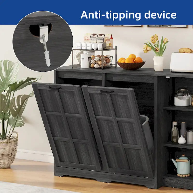 Double Tilt Out Trash Cabinet Kitchen Island with Storage