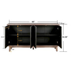 Sideboard Buffet Cabinet Kitchen Storage Cabinet Credenza with 4 Convex Pattern Diamond Doors and 2 Shelves Accent Console Table