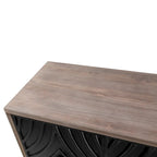 Sideboard Buffet Cabinet Kitchen Storage Cabinet Credenza with 4 Convex Pattern Diamond Doors and 2 Shelves Accent Console Table