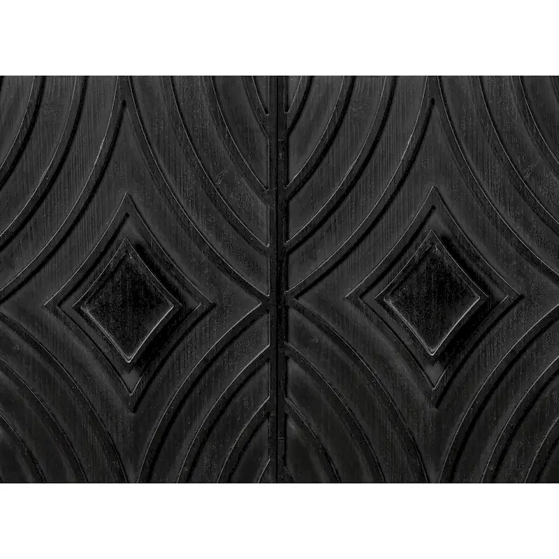 Sideboard Buffet Cabinet Kitchen Storage Cabinet Credenza with 4 Convex Pattern Diamond Doors and 2 Shelves Accent Console Table