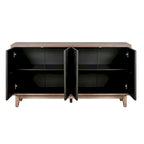 Sideboard Buffet Cabinet Kitchen Storage Cabinet Credenza with 4 Convex Pattern Diamond Doors and 2 Shelves Accent Console Table