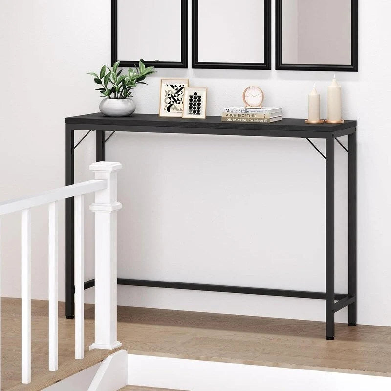 Console Table, 2-Tier Entryway Table with Storage, Narrow Sofa Table with V Design