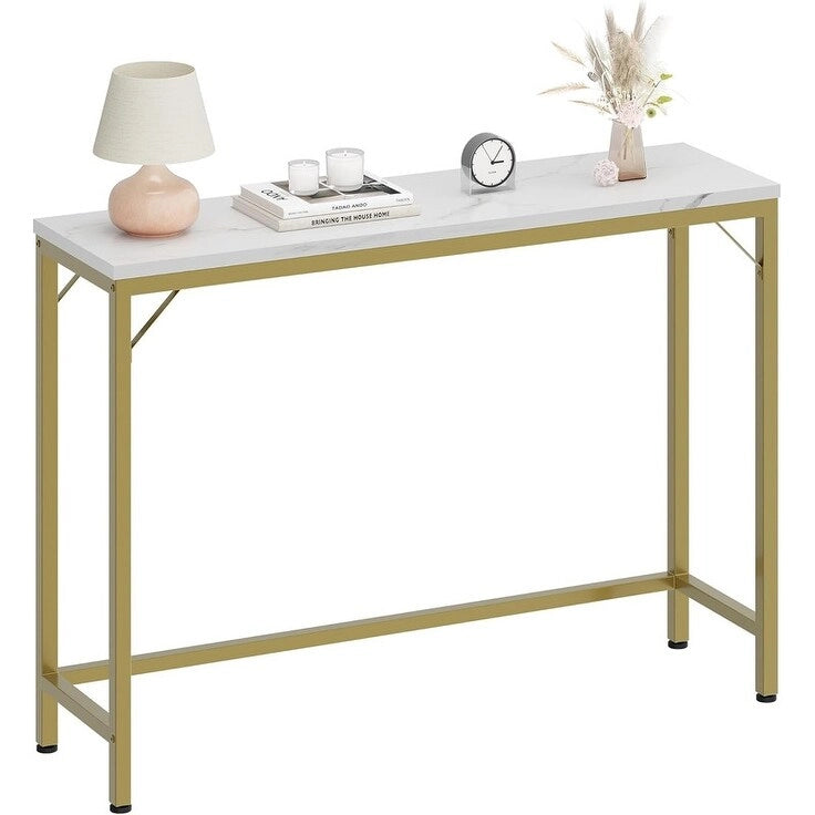 Console Table, 2-Tier Entryway Table with Storage, Narrow Sofa Table with V Design