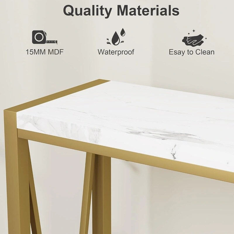 Console Table, 2-Tier Entryway Table with Storage, Narrow Sofa Table with V Design