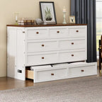 Solid Pine Murphy Bed Chest with Charging Station and Large Storage Drawer